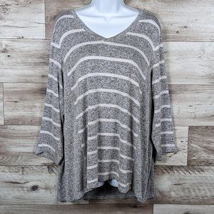 Sunday* Women's Long Sleeve V-Neck Straight Hem Pullover Blouse~‎ Size 2X